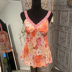 Flower Power tank top with see through bottom half